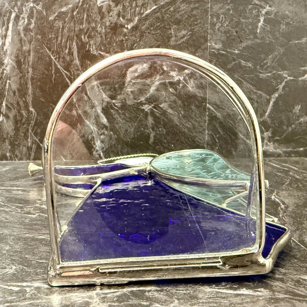 Stained Glass Angel Playing Horn Tea Light Candle Holder